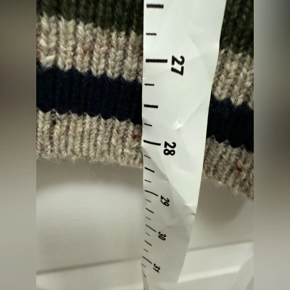 Men’s J.Crew Merino Wool Beige Turtleneck Sweater M Heavy Knit Fisherman Winter - Picture 6 of 7